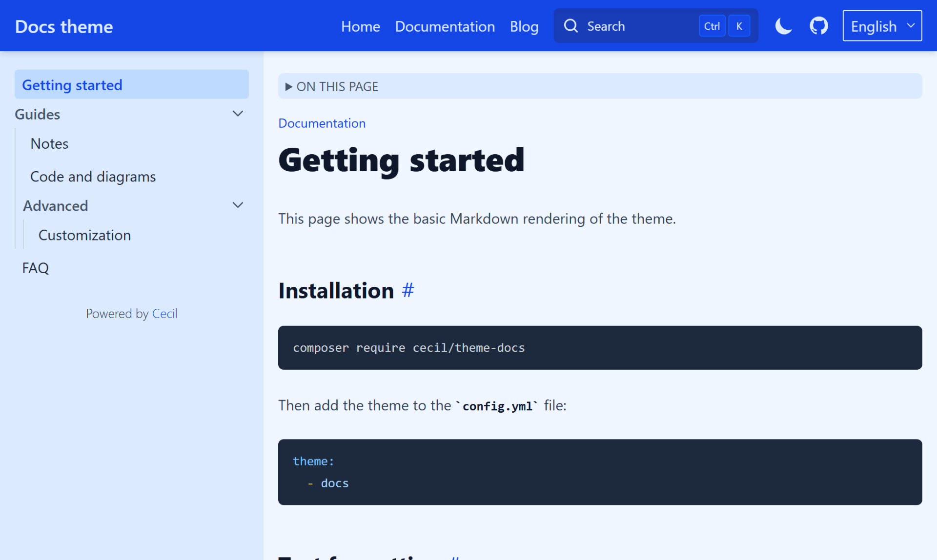 Screenshot of the theme